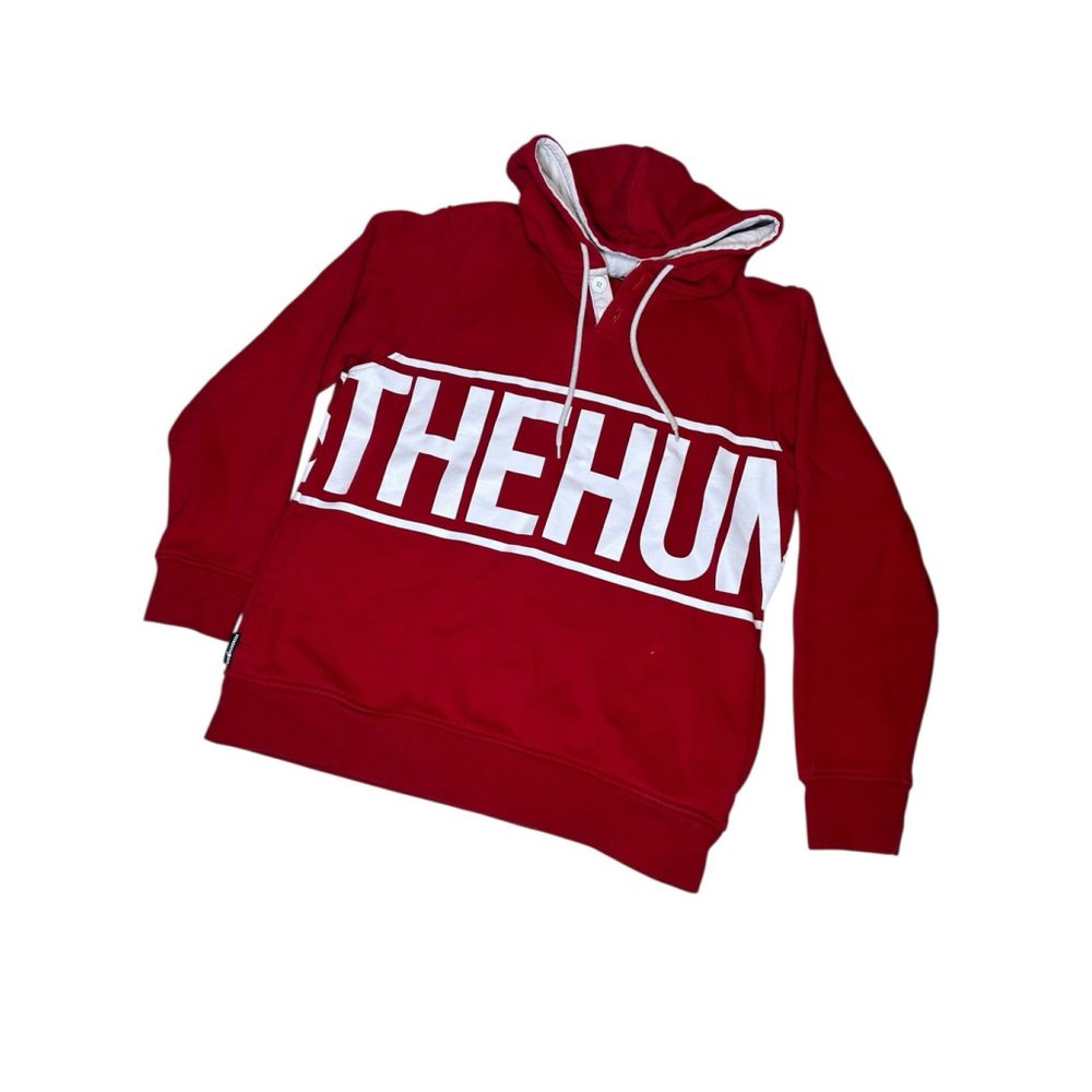 The Hundreds Men's Spellout Bomb Red Pullover 2 Button Hoodie X-LARGE XL